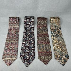 Van Heusen 417 Lot 4 Tie Paisley And Floral 100% Silk Ties
